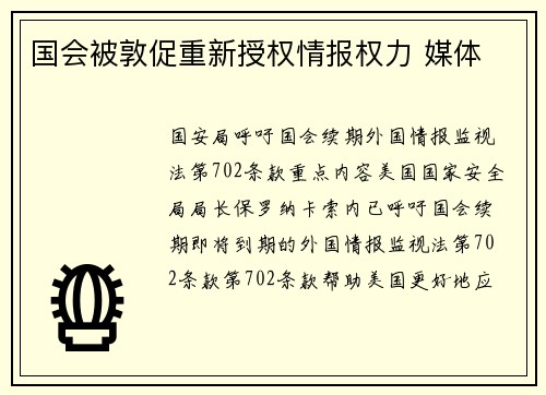 国会被敦促重新授权情报权力 媒体